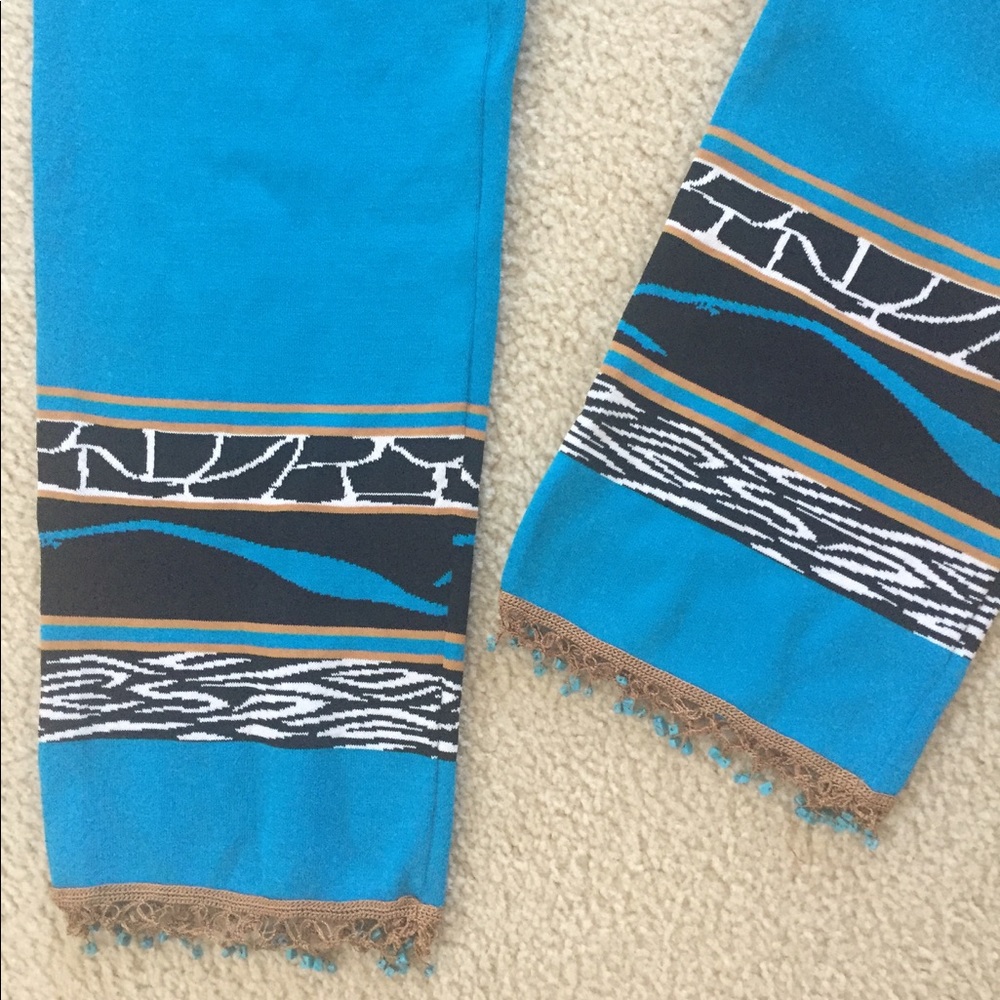 Ali Miles Turquoise Beaded Hi Waist Pants S - Picture 2 of 8